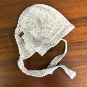 Quincy Mae Knit Baby Bonnet Ivory and Blue